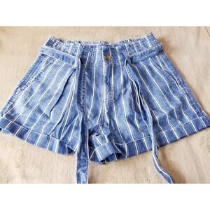 American Eagle Outfitters Shorts NEW Striped Paper Bag NWOT Size 0 Color Blue